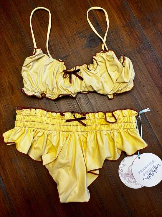 Frankie's Bikinis Other - NWT Frankie’s bikinis x Gigi HADID yellow bikini set with brown trim